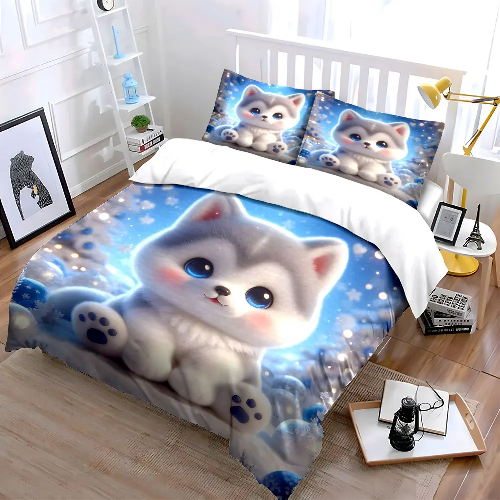 Adorable pet with dreamy decor Bedding Set for Kids Luxury Gift 3pcs Digital Print Comforter Set Soft Comfortable Breathable
