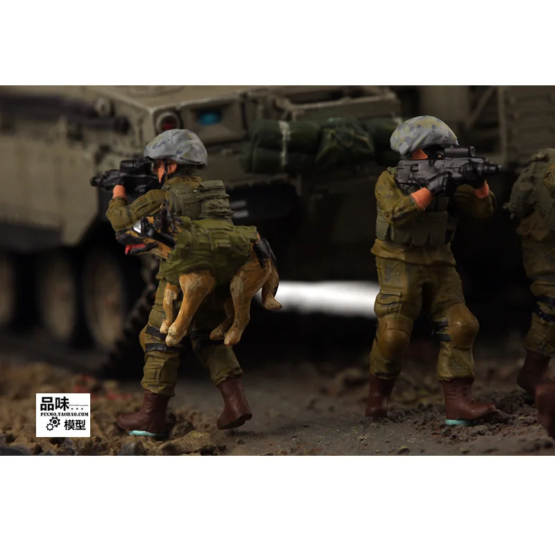 1:72 Scale Resin Israel Defense Force 6-man Team+dog Accessory Model Adult Collection Toys Classic Gifts Souvenir Static Display