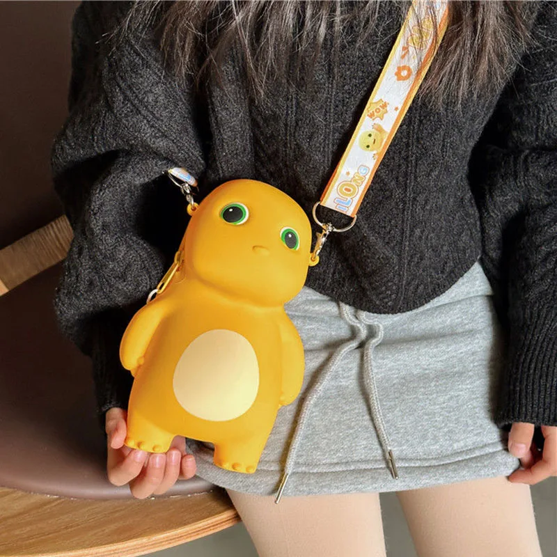 Kawaii Milk Dragon Crossbody Bag Cute Anime 3D Cartoon Doll Children Silicone Waterproof Shoulder Bag Toy for Girl Birthday Gift