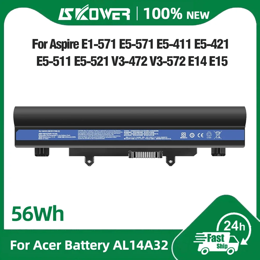 56Wh AL14A32 Battery for Acer Aspire E14 E15 E5-411 511 571 572 V3-472 572 V5-572G Extensa 2509 2510 Travelmate P246 P256 P276