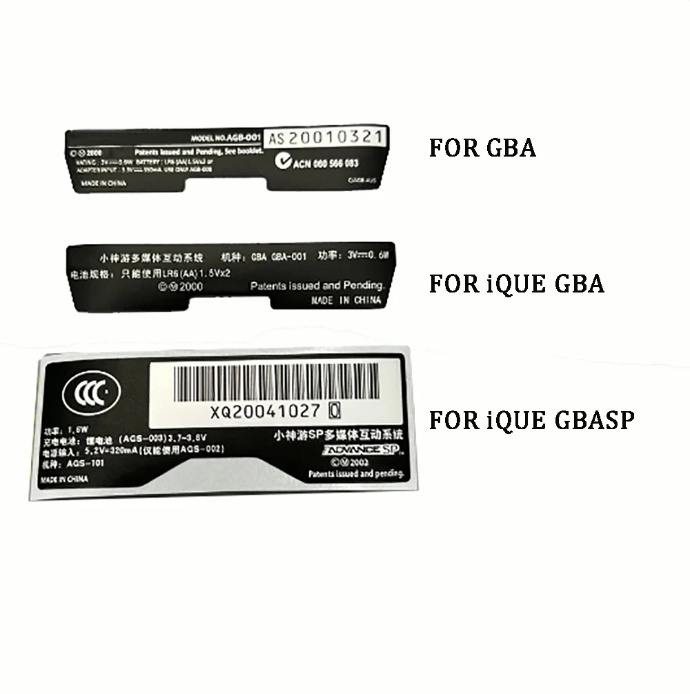 1 piece FOR 3DS/3DSXL/NEW3DSLL/NDSIXL Gaming Console Sticker Back Replacement For GBA/iQUE GBA/iQUE GBASP Shell Nameplate Label