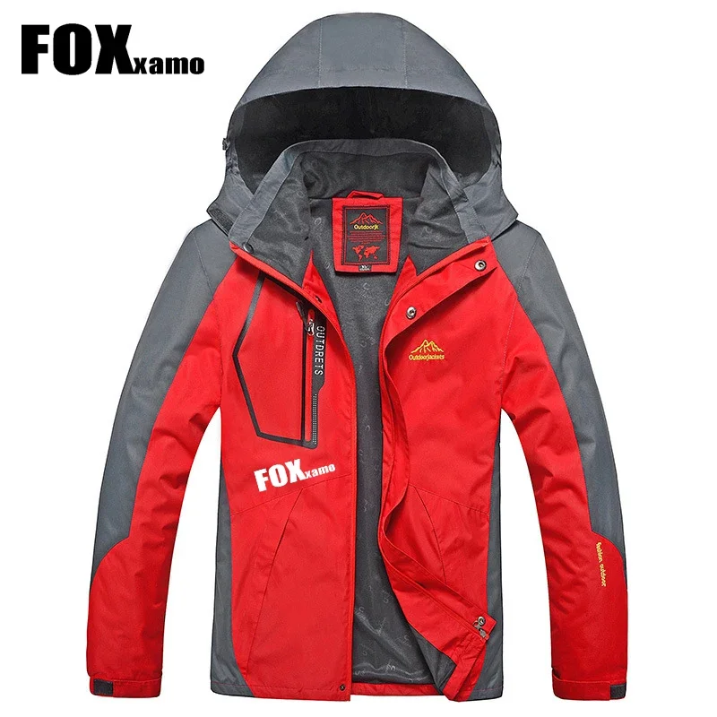 Foxxamo Men's Waterproof Hiking Jacket Large Size Windproof Windbreaker Camping Hunting Running Trekking Cycling Coat Outdoor