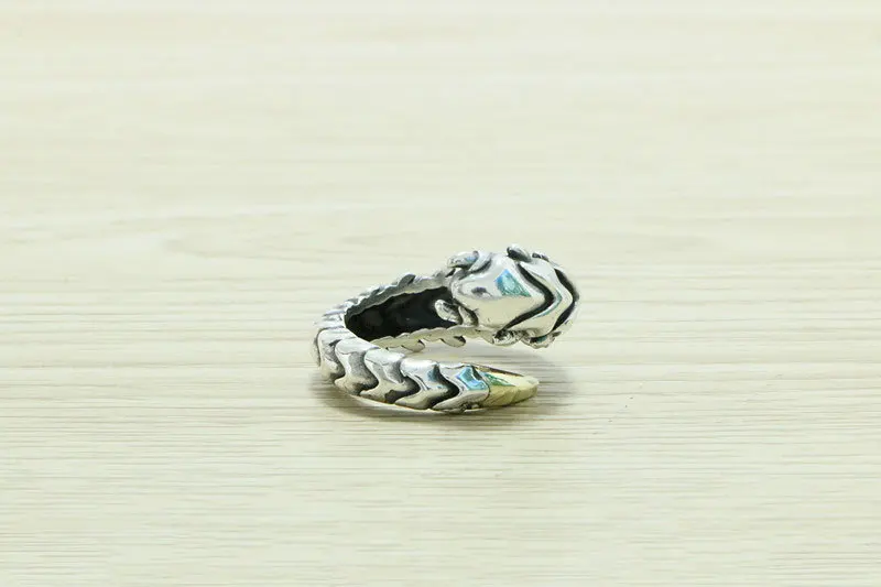 S925 Sterling Silver Unisex Creative Thai Silver Centipede Open Ring Trendy Retro Instagram Small and Popular Food Ring