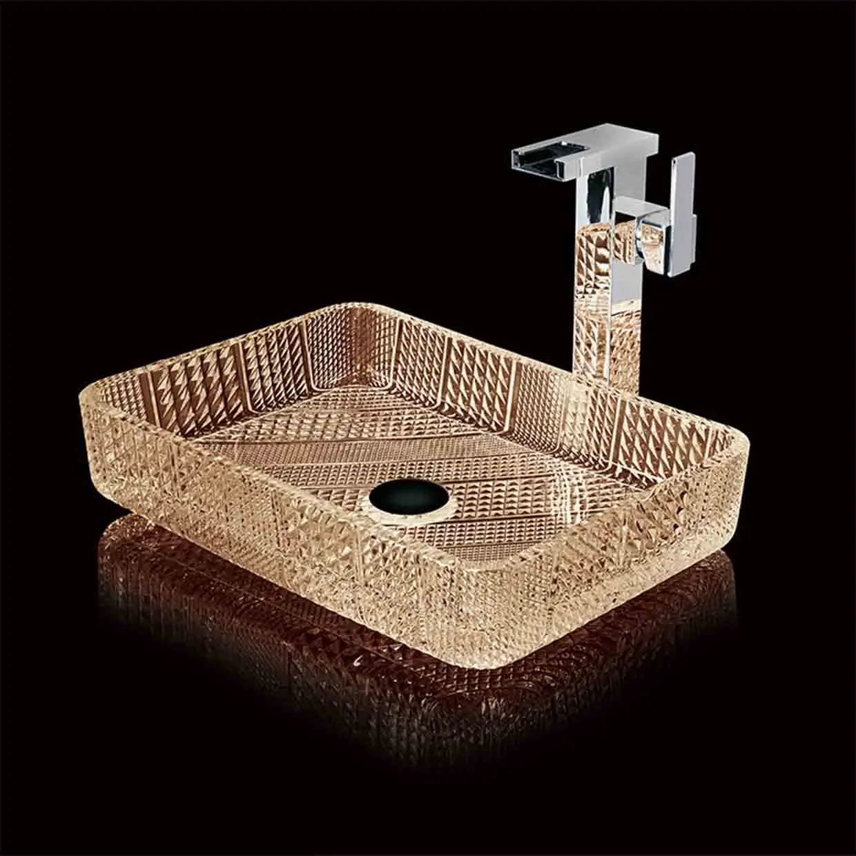 

Glass Countertop Sinks Transparent Washbasin Simple Home Bathroom European-style Square Basin Shampoo Sinks With Drainer Faucet