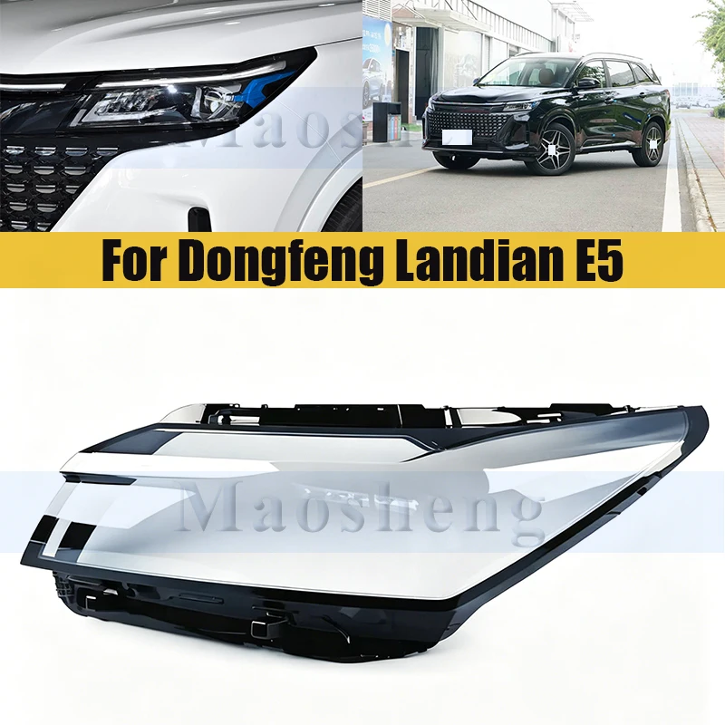 Front Bumper Headlight Cover For Dongfeng Landian E5 2023-2024/Evolute i-Space Shell Shade Head Lamp Glass Head Light Lens Caps