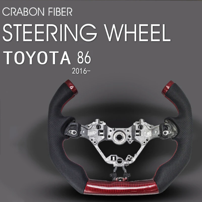 

Custom Red Real Carbon Fiber Steering Wheel Fits for Toyota 86 2016-2025 Airplane Control Yoke Steering Wheel