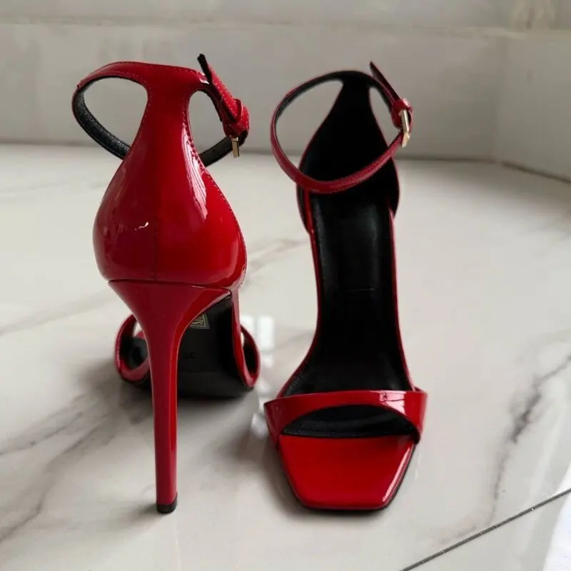 European American Style Square Head Open Toe One Word Buckle Super High 8CM Up Heel Bag Heel Fashion Sandals Large Size 34 46 view 6