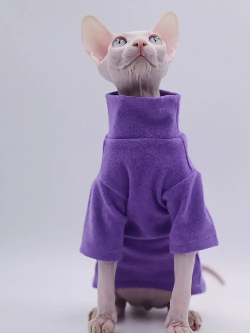 Devon Hairless Cat Sweater Cat Clothes Pet Baby Soft Cotton Winter Warm Cat Outfit for Cornish Solid Color Costume Pet Clothes