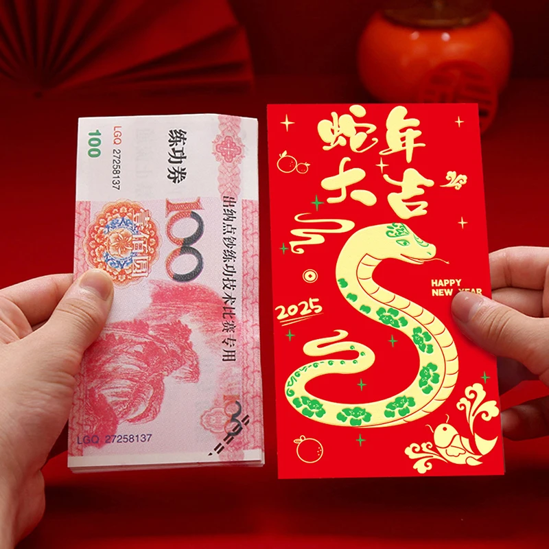 6 stks 2025 Jaar Van De Slang Cartoon Zodiac Nieuwjaar Rode Envelop Hongbao Voor Lucky Money Party Gift Geld inpakken Rood Pakket