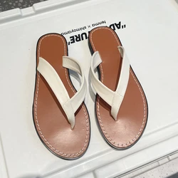 Dave&Di French Ins Blogger Vintage Mixed Color Casual FashionWomen Flip-flops Leather Sandals Ladies Summer Flat Simple