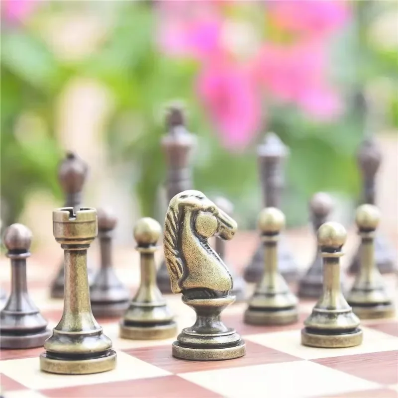 

Chess Premium Gift Box Zinc Alloy Bronze Children's Folding Board Chess Set Chess Games