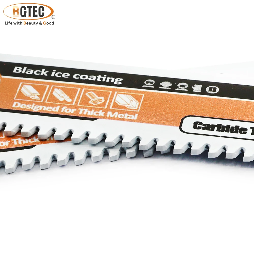 Lama per sega alternativa con denti in metallo duro BGTEC con rivestimento in ghiaccio nero da 6 pollici per tondo per cemento armato in metallo duro in ghisa 1/3/5 pezzi 150mm 8TPI