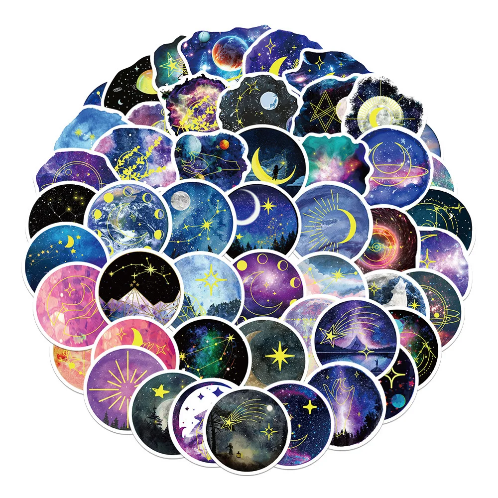 10/30/50pcs Galaxy Moonlight Space Cartoon Aesthetic Stickers Decals Kid Toy Laptop Guitar Scrapbook Phone Luggage Cool Sticker