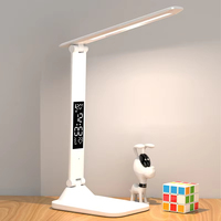 LED Desk Lamp Rechargeable Alarm Clock USB Night Light Touch Dimmable Foldable Table Lamp Calendar Temperature Clock Book Light