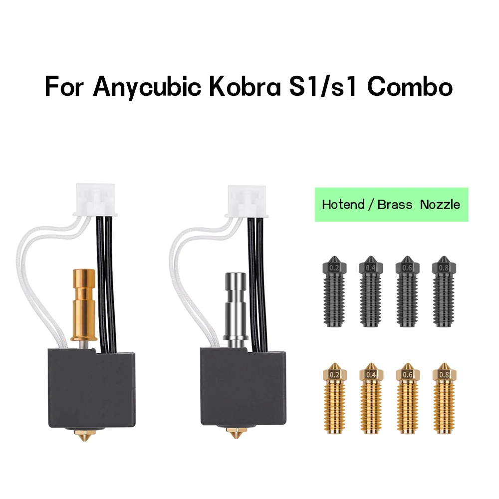 

Upgrade Bimetallic Hotend Kit for Anycubic Kobra S1 S1 Combo Brass Nozzle Bi-metal Throat Hot End for Kobra S1 Combo Accessories