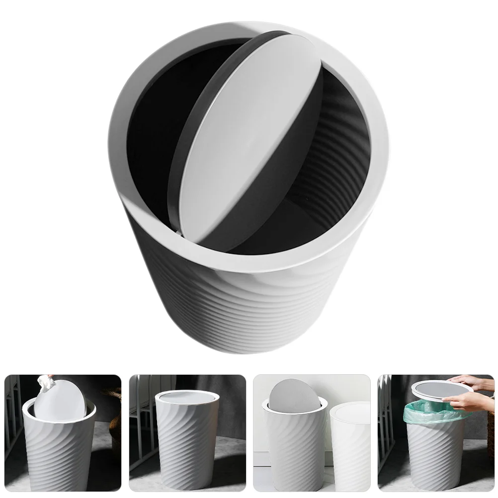 

Swing Lid Trash Can Threaded Trashcan Plastic Kitchen Living Room Recycling Bin