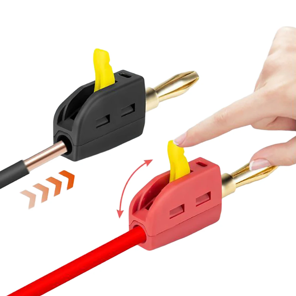 10Pcs 4mm Gold-Plated Banana Connector Solder-Free Quick Connect Plug Push-On Lantern Buckle Plug for 32A Electrical Test