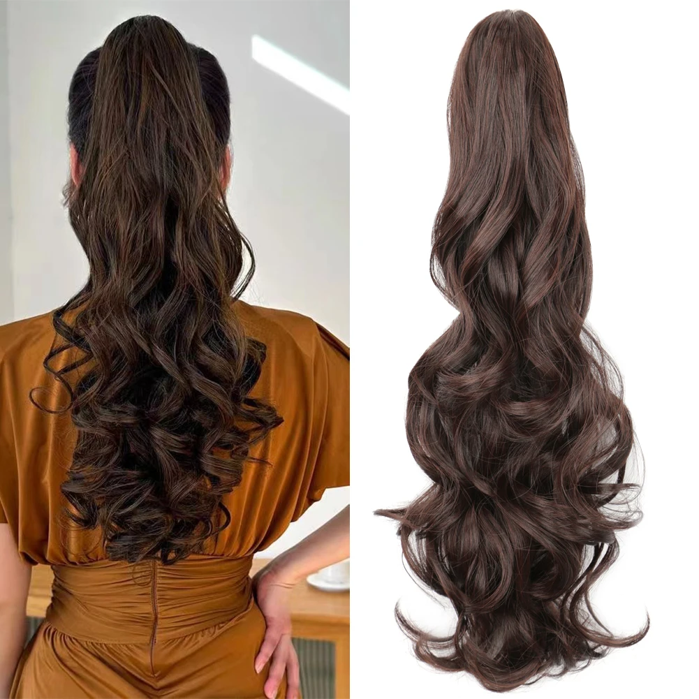 Belle Show Synthetic Wavy Claw Ponytail Heat Resistant Ponytail Extensions Natural Wave False Hairpiece For Women