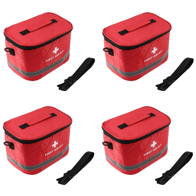 

4X Outdoor First Aid Kit Sports Camping Bag Emergency Survival Package Red Nylon Striking Cross Symbol Crossbody Bag