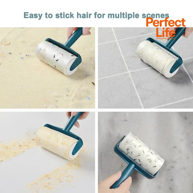 1Pcs New Tearable Roll Paper Sticky Roller Brush Pet Hair Remover Clothes Carpet Cleaning Brush Plush Razor Household Tool