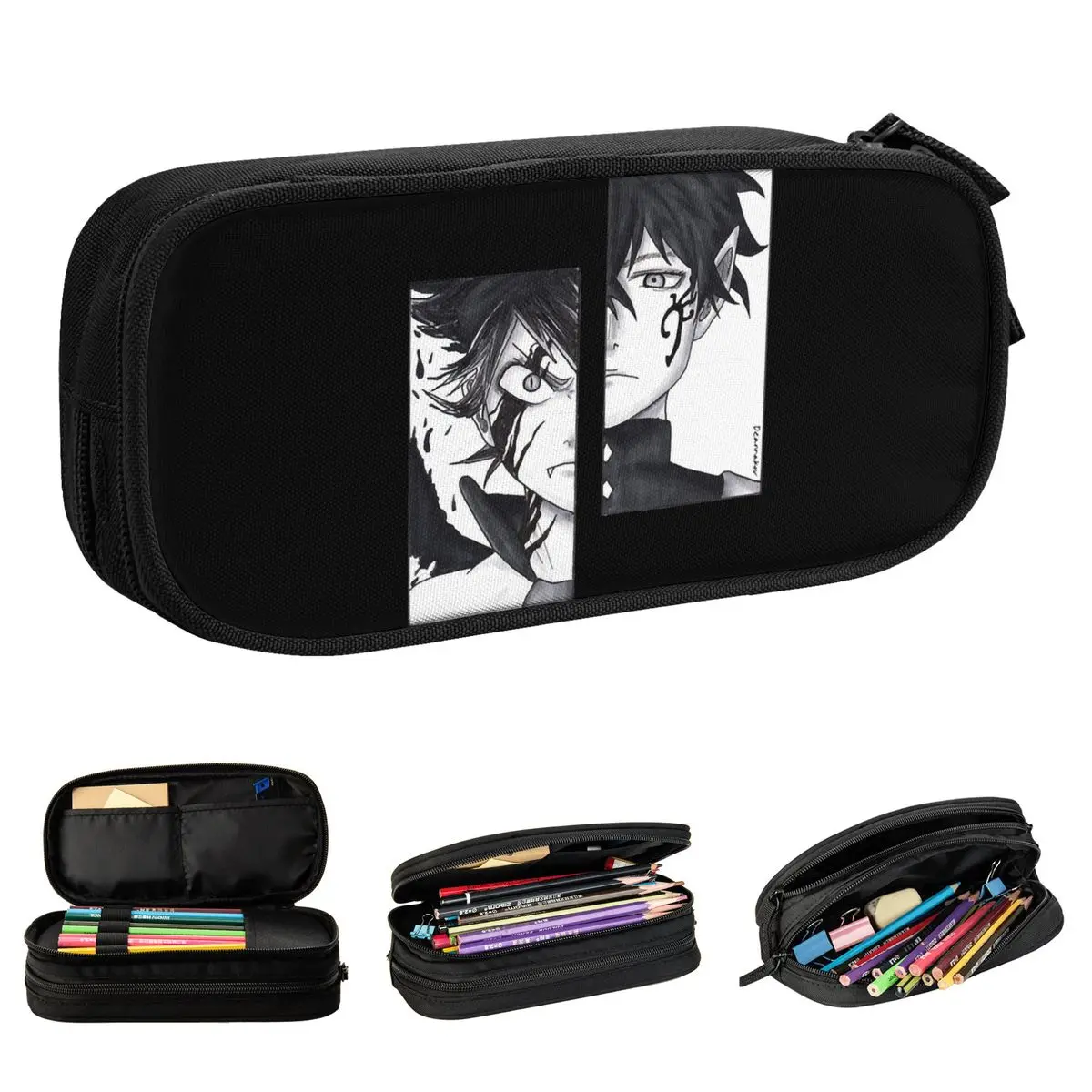 Lovely Two Halves Asta Vnd Yuno Pencil Cases Unique Pencilcases Pen Holder Large Storage Bag School Supplies Cosmetic Stationery