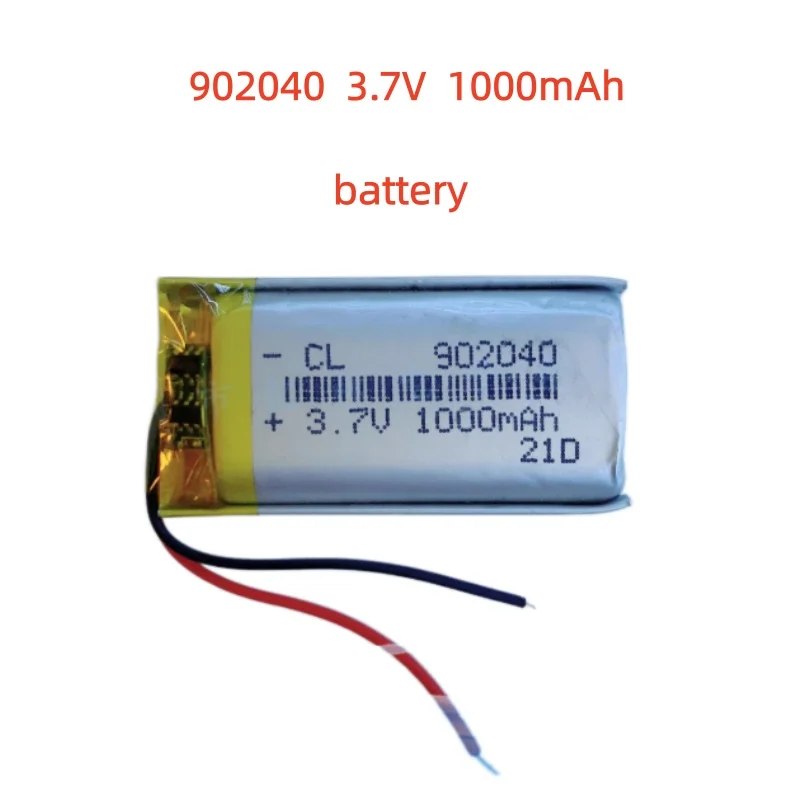 JST 1.25mm 2pin 902040 3.7V 1000mAh Lithium Polymer LiPo Rechargeable Battery