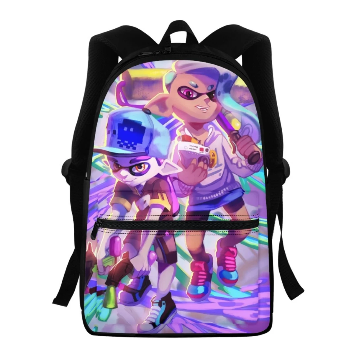 FORUDESIGNS Bookbags Student Preppy Style Multi Pocket Splatoon Theme School Backpacks Multi-functional Light Simple Knapsack