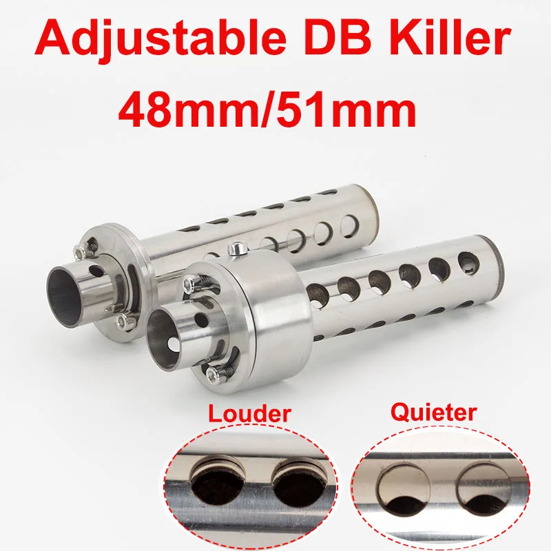 Universal 48MM/51MM Silencer For Motorcycle Exhaust Motocross Muffler Silencer Noise Sound Adjustable Plug Muffler DB Killer