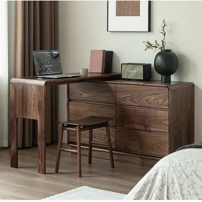 

Customizable simple cherry wood bedroom bedside six chest desk