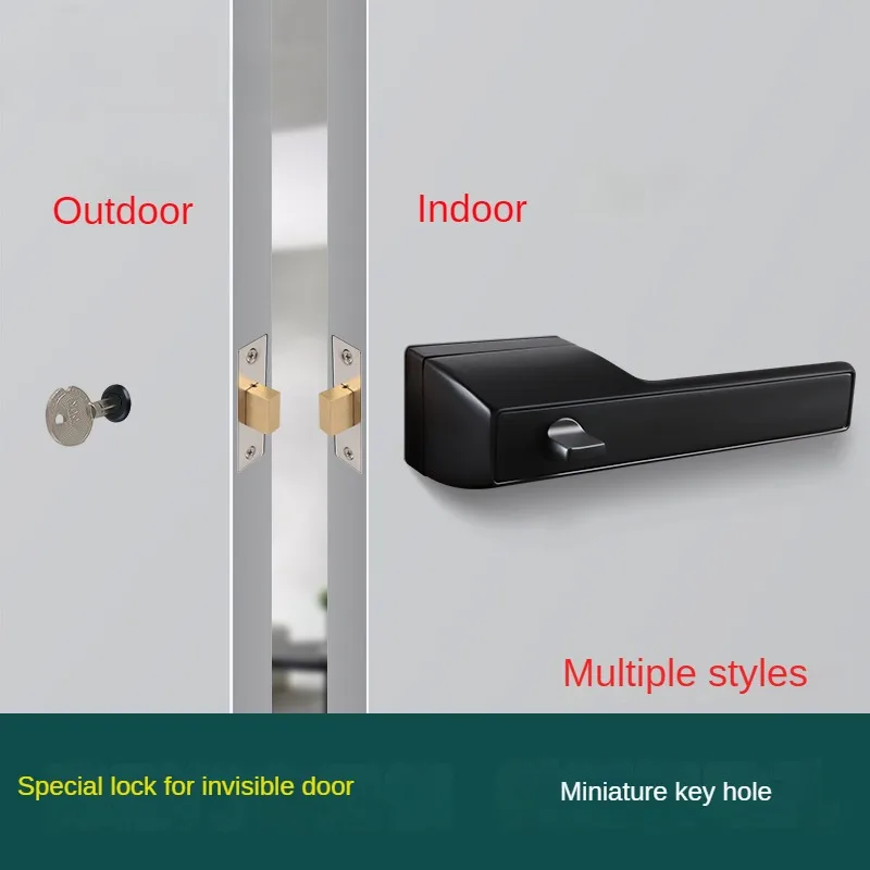 Invisibledoor Handle Square Indoor Door Single Side Lock Concealed Background Wall Handle Single Side Lock Secret Room Door Lock