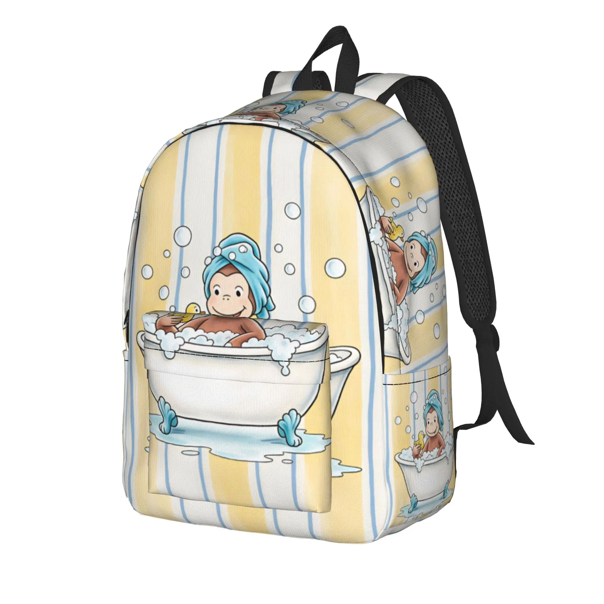 Curious George Monkey Backpack  Aesthetic Backpacks Student Unisex Travel Breathable High School Bags Custom Rucksack