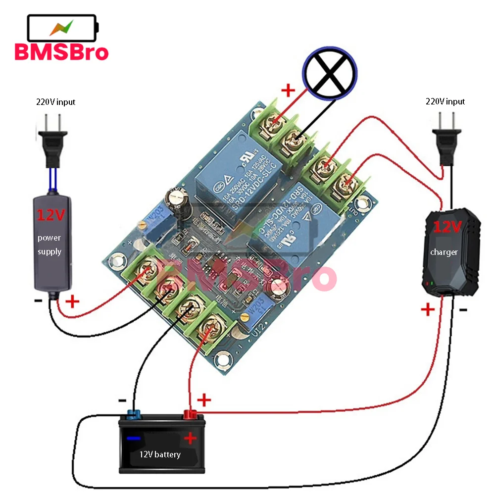 10A Power Supply Automatic Switching Module 12V Power Failure to Battery-powered Charging Control Board Emergency Breaker Parts