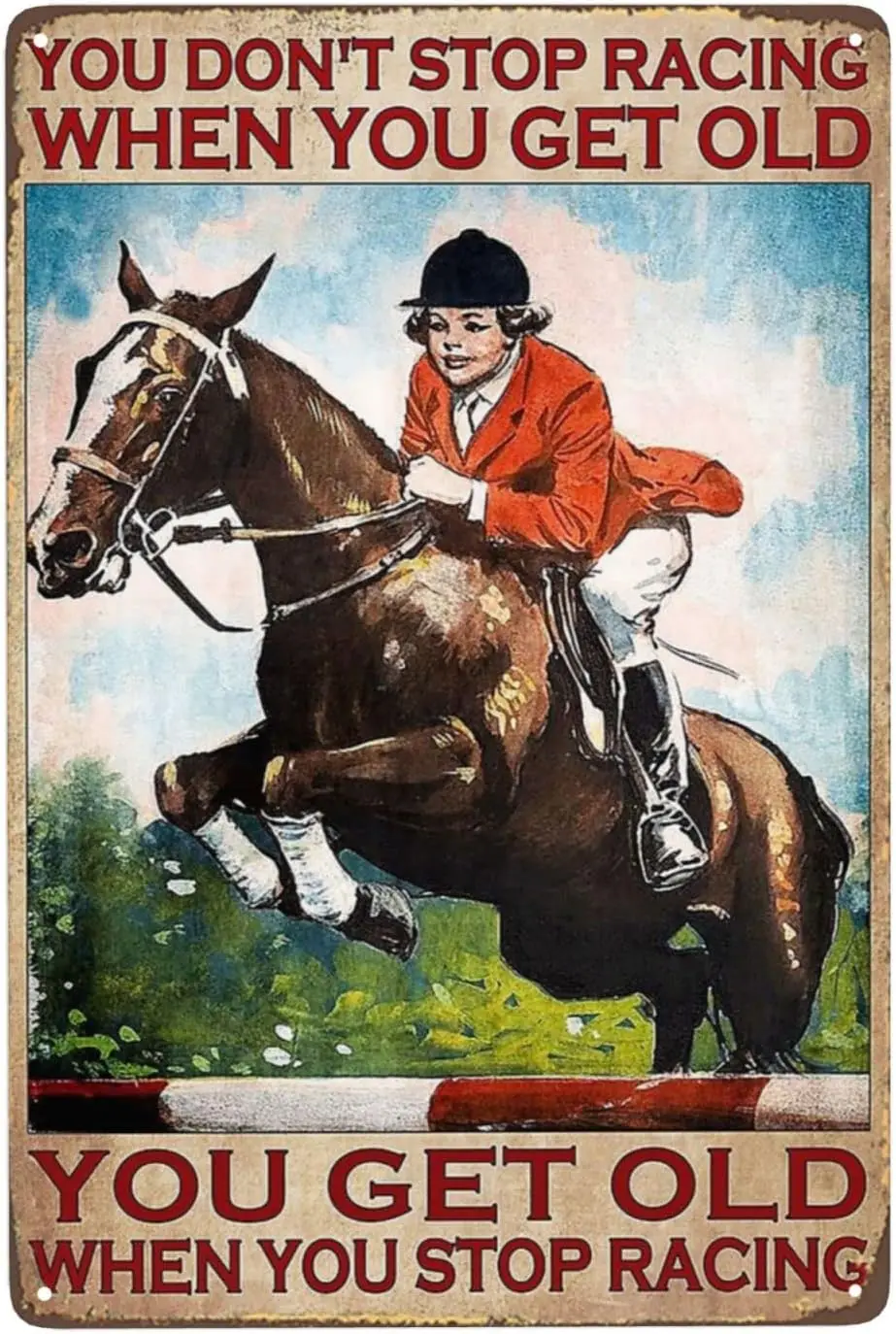 Funny Horse Racing Signs You Don;t Stop When Get Old Vintage Retro Metal Tin S