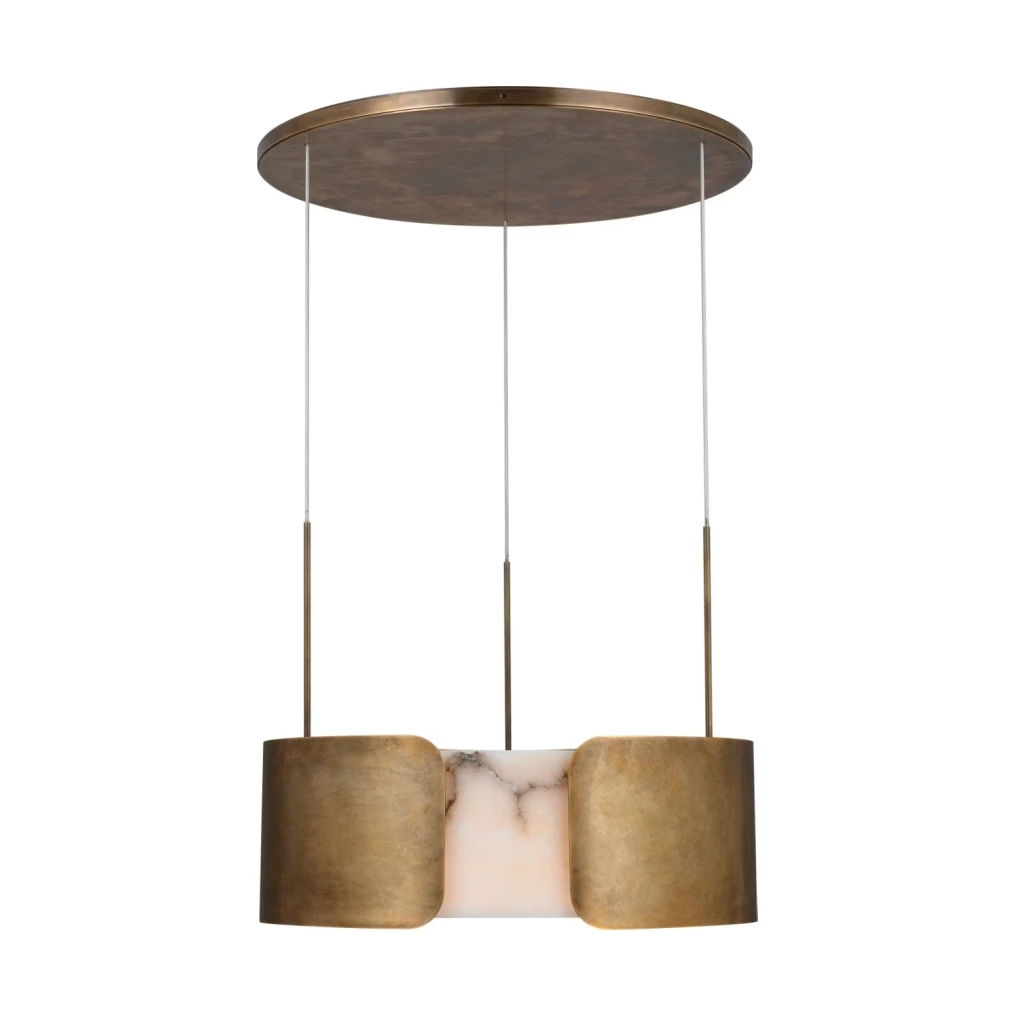 Alabaster Stone Chandelier Lamp,  Solid Brass Pendant Lighting For Dining Table Kitchen Island Natural Marble Stone Chandeliers