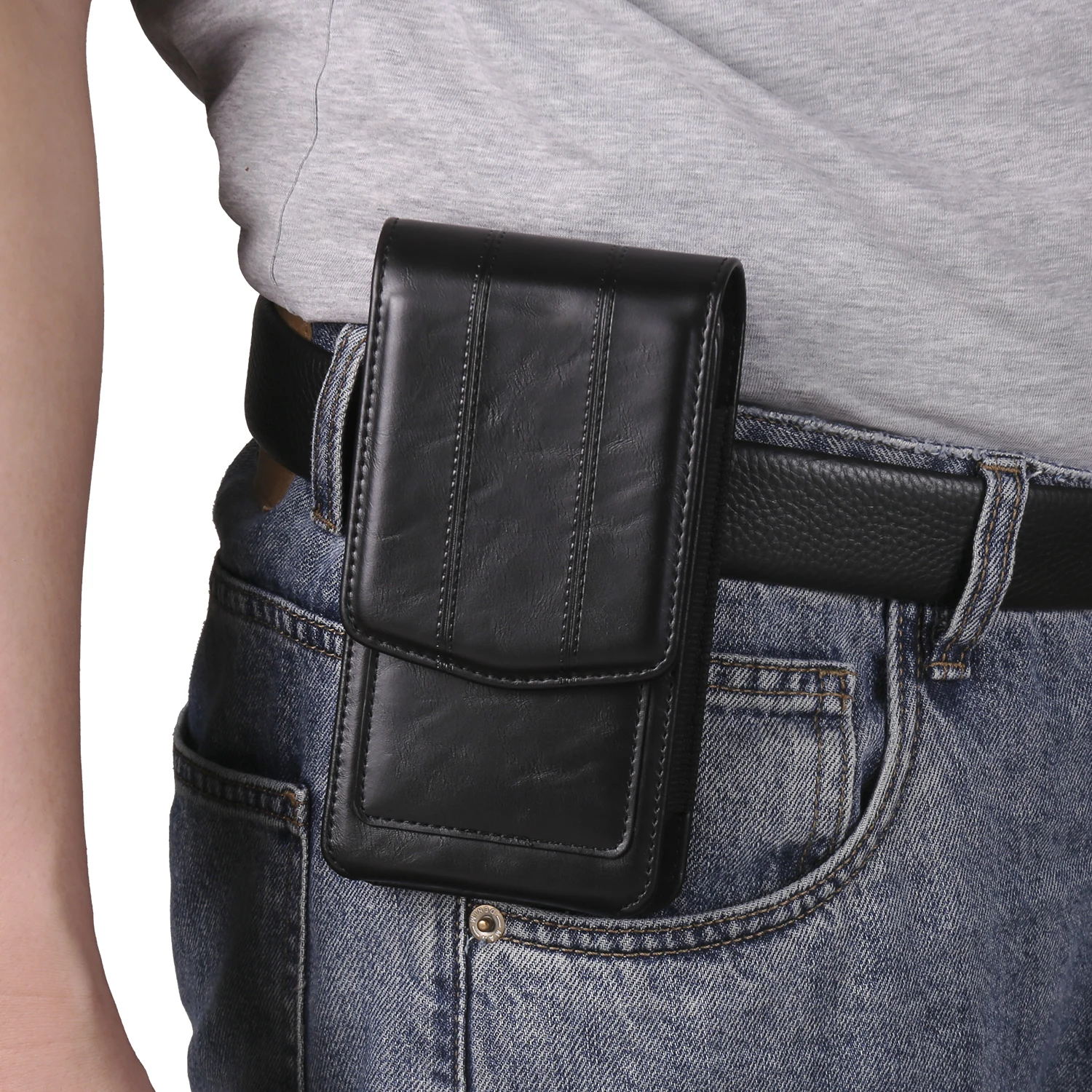 

Universal Leather Phone Bag for iphone Samsung Google Xiaomi Vivo All Phones Holster Belt Clip Mobilephone Pouch Card Slots