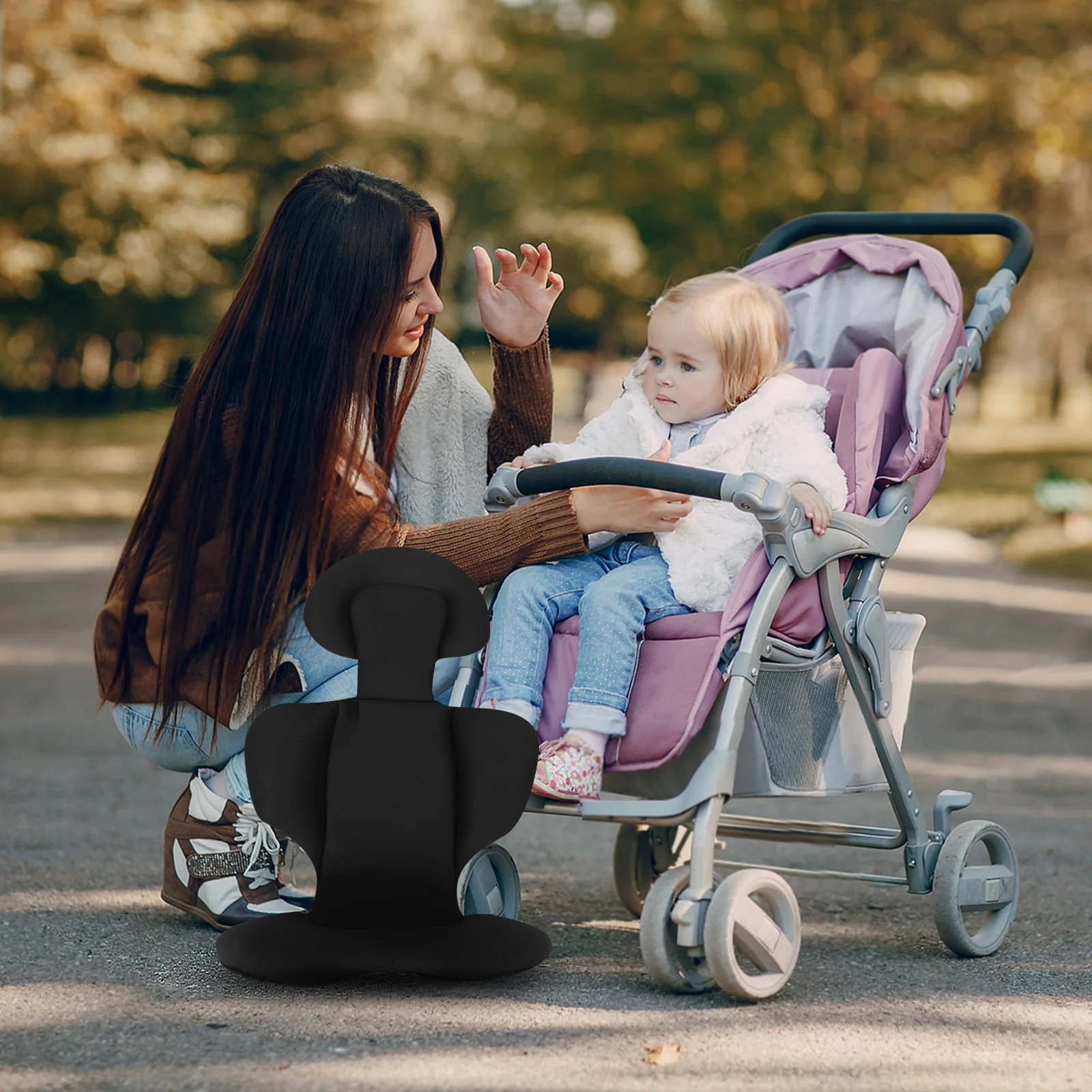 

Подушка для сиденья детской коляски, мягкая удобная опорная подушка, съемная, моющаяся, подходит для стульчика для коляски