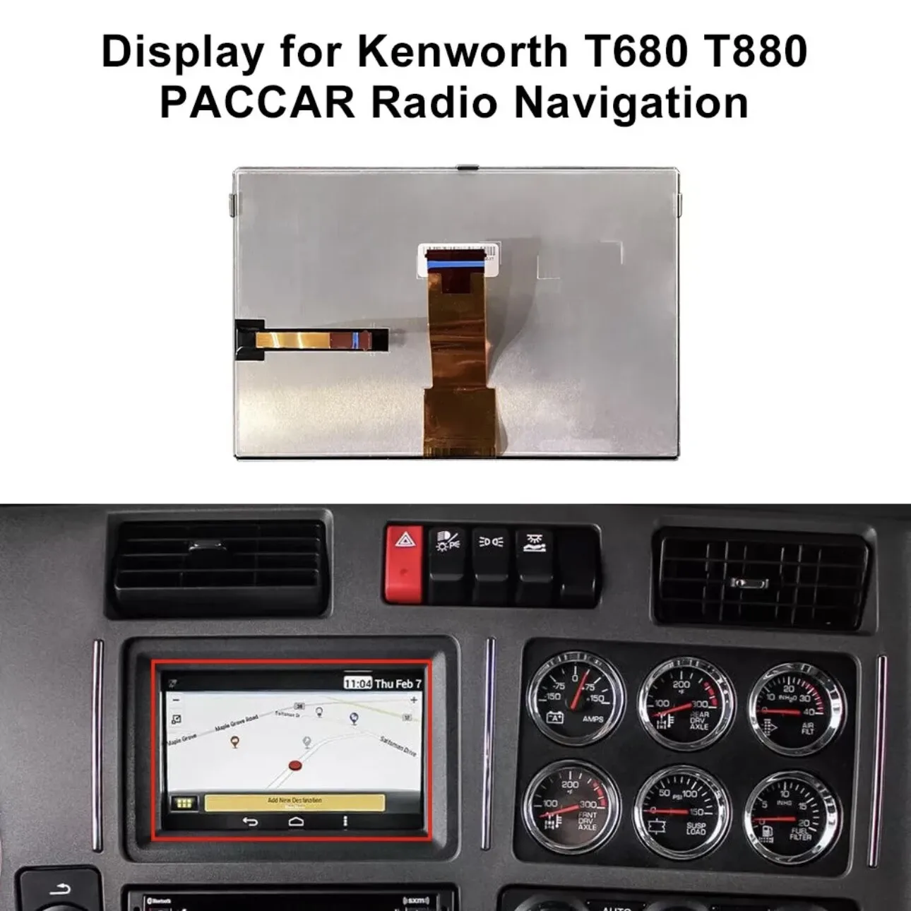 

Replacement 12412AA Display for 2013 14 15 16 17 18 19 2020 Kenworth T880 T680 PACCAR Radio Navigation OEM