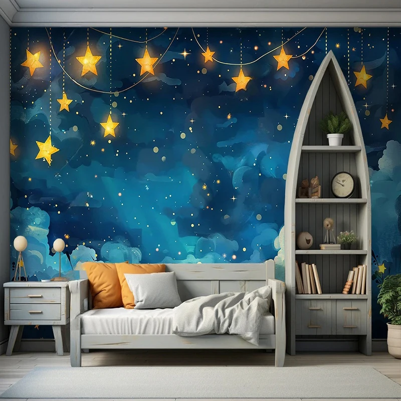 Custom Size Mural 3D Wallpaper Cartoon Children's Room Kindergarten Dream Starry Sky For Children's Room Wall Paper Home Decor