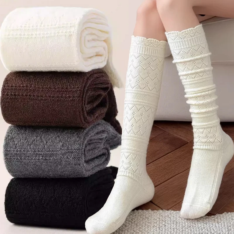 

Wool Socks for Women in Autumn and Winter New Ballet Style Harajuku Knitted Korean Style Stacked Socks Calf Socks with Boots