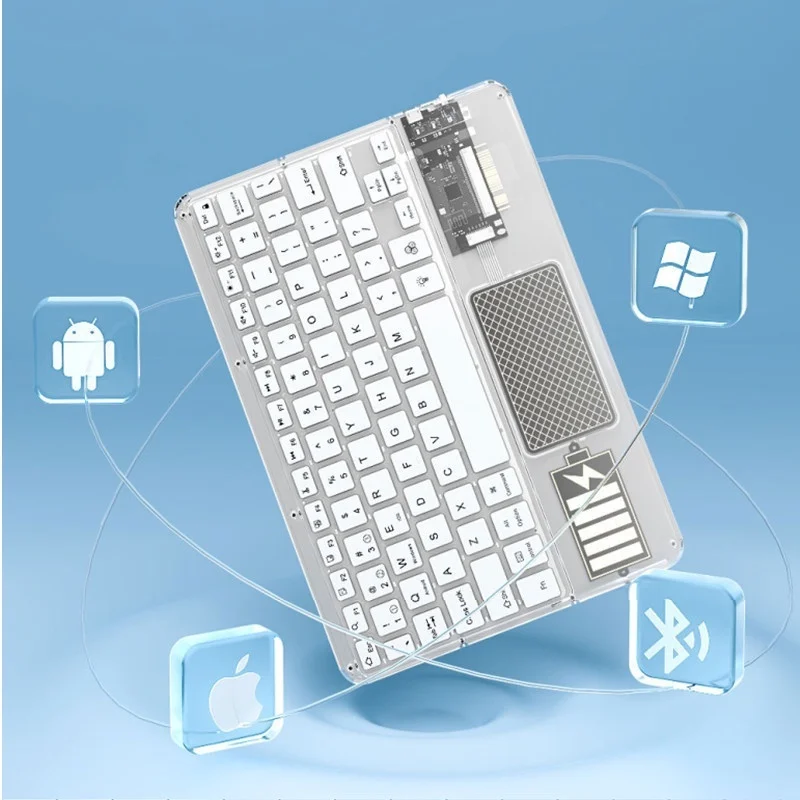 

Wireless Touch Keyboard Backlit Keyboard RGB Keypad Transparent Crystal Bluetooth Keyboard Universal For Laptop Desktop PC