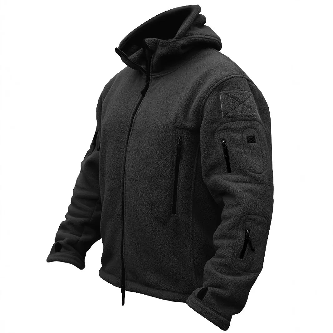 Hot Selling New Men's Outdoor Camping Mountaineering Hiking Jackets Solid Color Warm Fleece Cold-proof Hooded Hoodie chaqueta