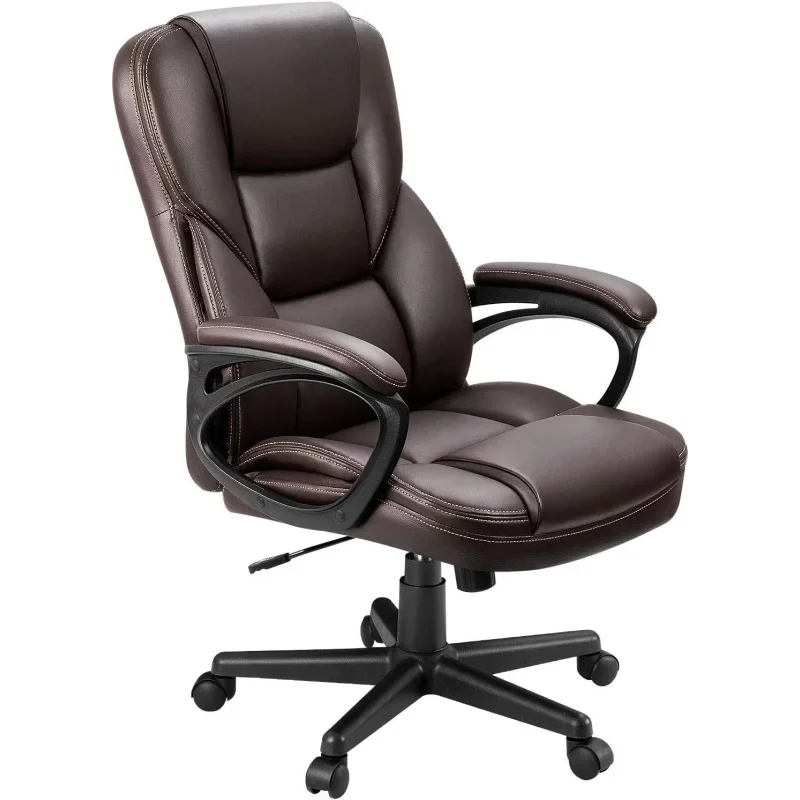 Office Executive Chair High Back Adjustable Managerial Home Desk Chair, Swivel Computer PU Chair with Lumbar Support (Br