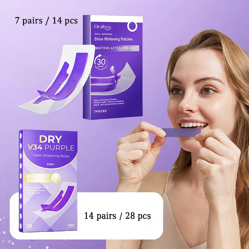 

1/7/14 Pair Teeth Whitening Strips Clean Dental Plaque And Stains Teeth Care Stickers Improving Dental Yellowing Oral Care Strip