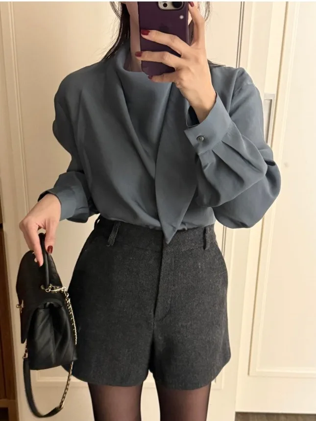 เสื้อผู้หญิงแบบมีชั้นหลายชั้น สไตล์เกาหลี อ่อนโยน แฟชั่น ทันสมัย แขนยาว สำหรับฤดูใบไม้ผลิ 2026 ต้นฤดูใบไม้ผลิ ให้ความรู้สึกหรูหรา