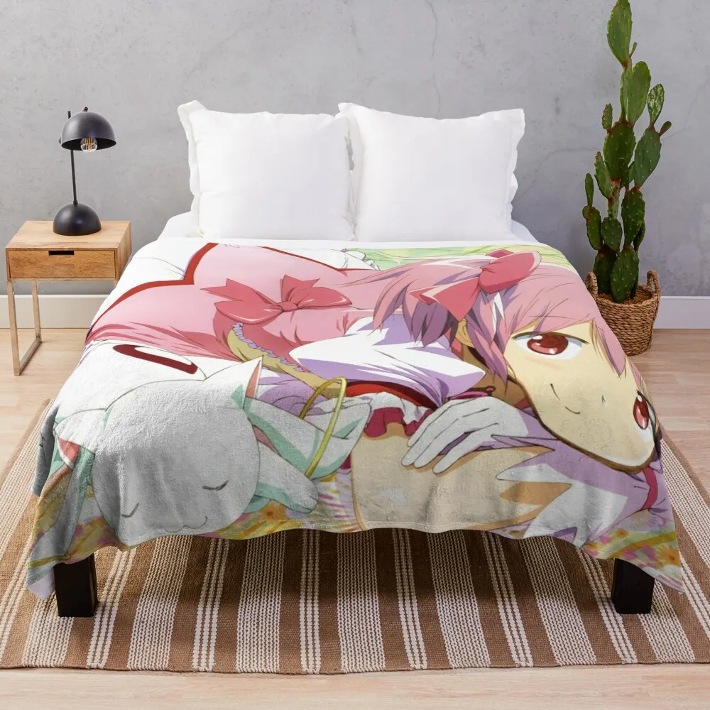 madoka magica official art Throw Blanket Decorative Throw Plush Blankets