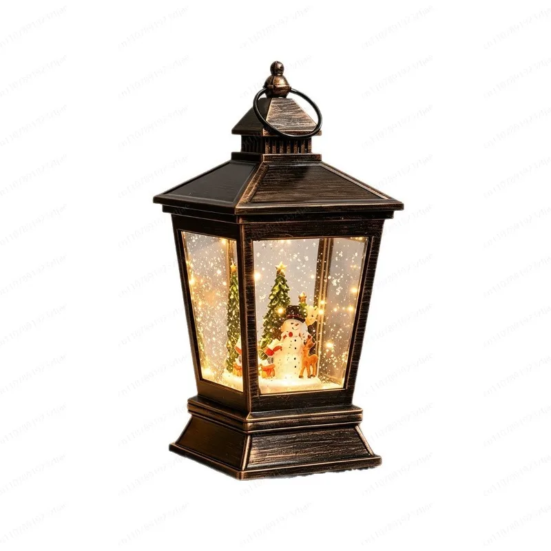 Crystal Christmas Decor Music Box – Water-Filled Snowflake & Santa Electronic Ambient Party Gift Lamp