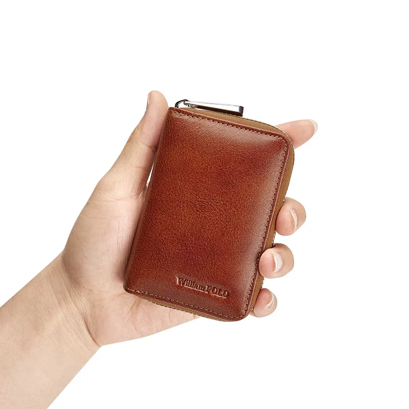 WILLIAMPOLO Small Men's Wallet Leather Men's Anti THeft Wallet For Card Document Holder Side Purse Male Thin Purse Boy