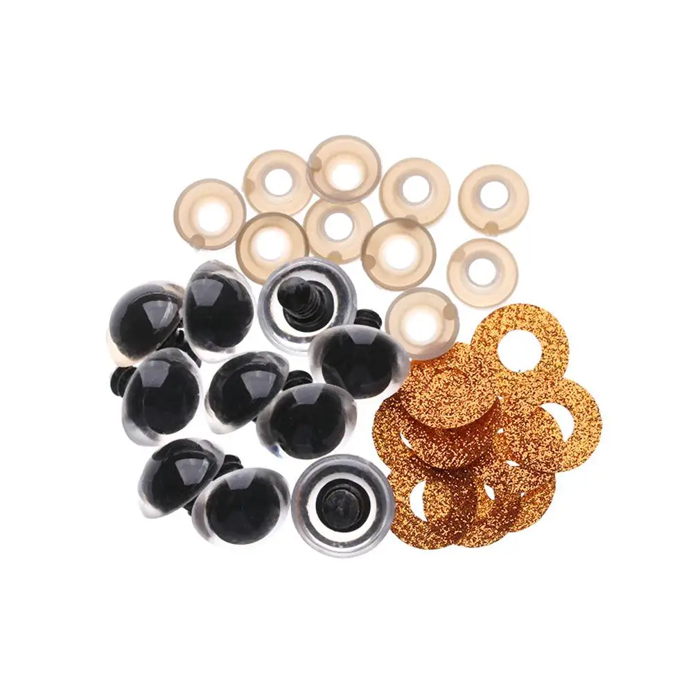 10pcs 16/18/20/24mm Round Plastic Clear Plush Doll Findings Stuffed Toys Glitter Safety Eyes Nonwovens Hard Washer