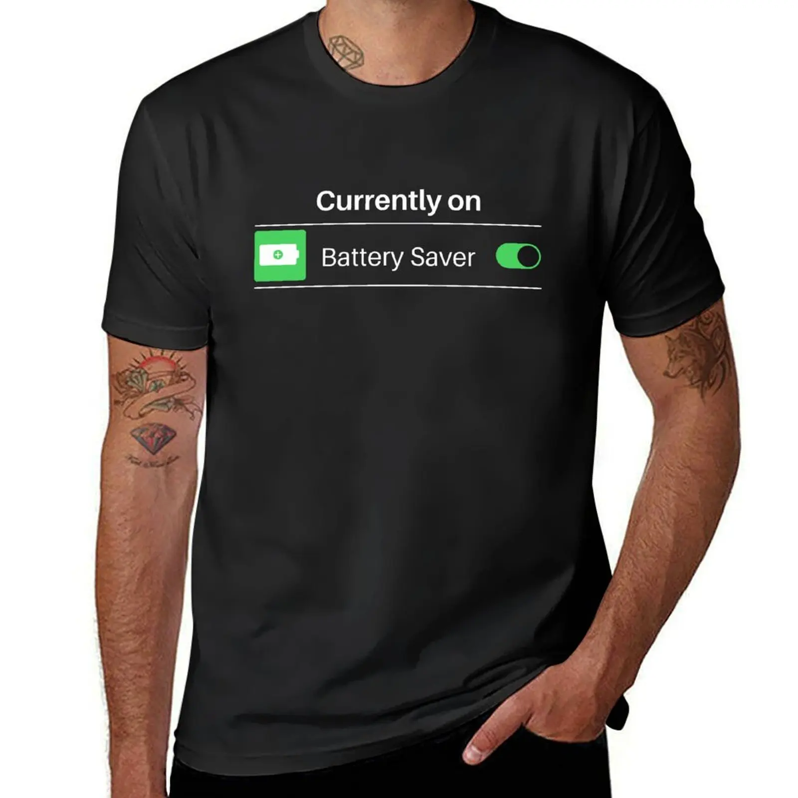 Currently on battery saver T-Shirt tops boys whites Aesthetic clothing plus sizes mens graphic t-shirts