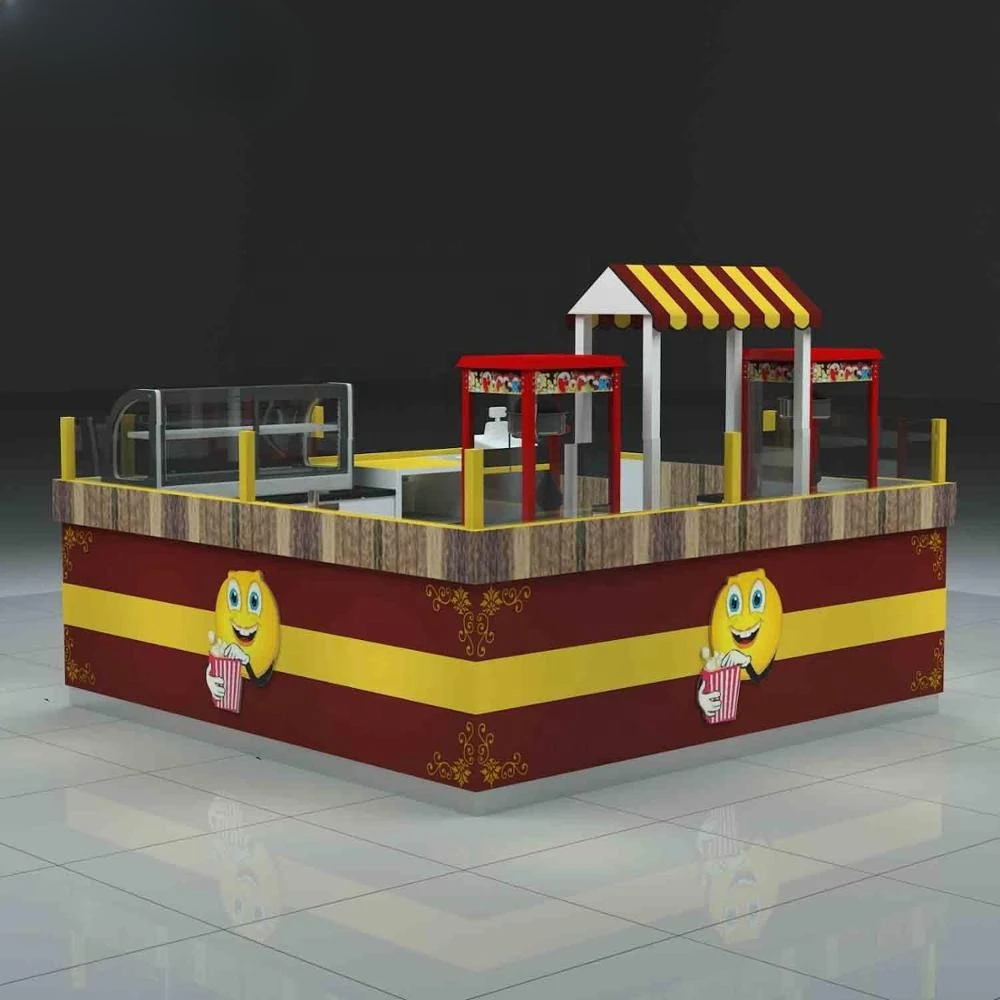 Retail candy mall kiosk sweet counter table design sugar store display table custom candy food mall